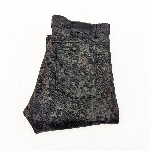 Paula Cahen D'Anvers Jeans Chupin Alto Leather Patterned Denim Size 32 - Picture 1 of 12